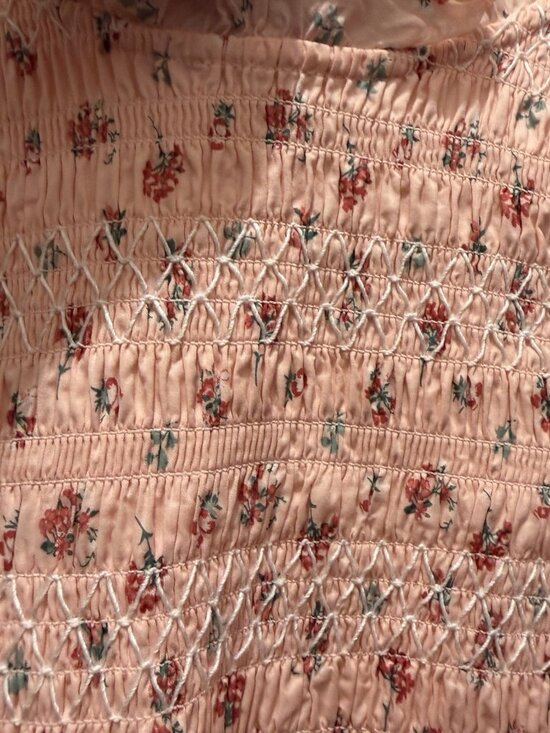 Janie and Jack Pink Smocked Floral Dress Size 6 Puff Sleeve 100% Cotton - Picture 4 of 9